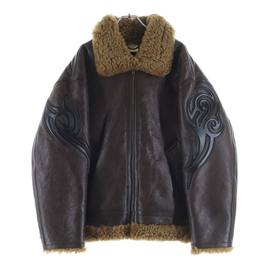 VETEMENTS ヴェトモン Shearling-Trim Jacket ボア ジップアップ レザー ジャケット ブラウン UH76SJ500C VETEMENTS(ヴェトモン) Shearling-Trim Jacket ボア ジップアップ