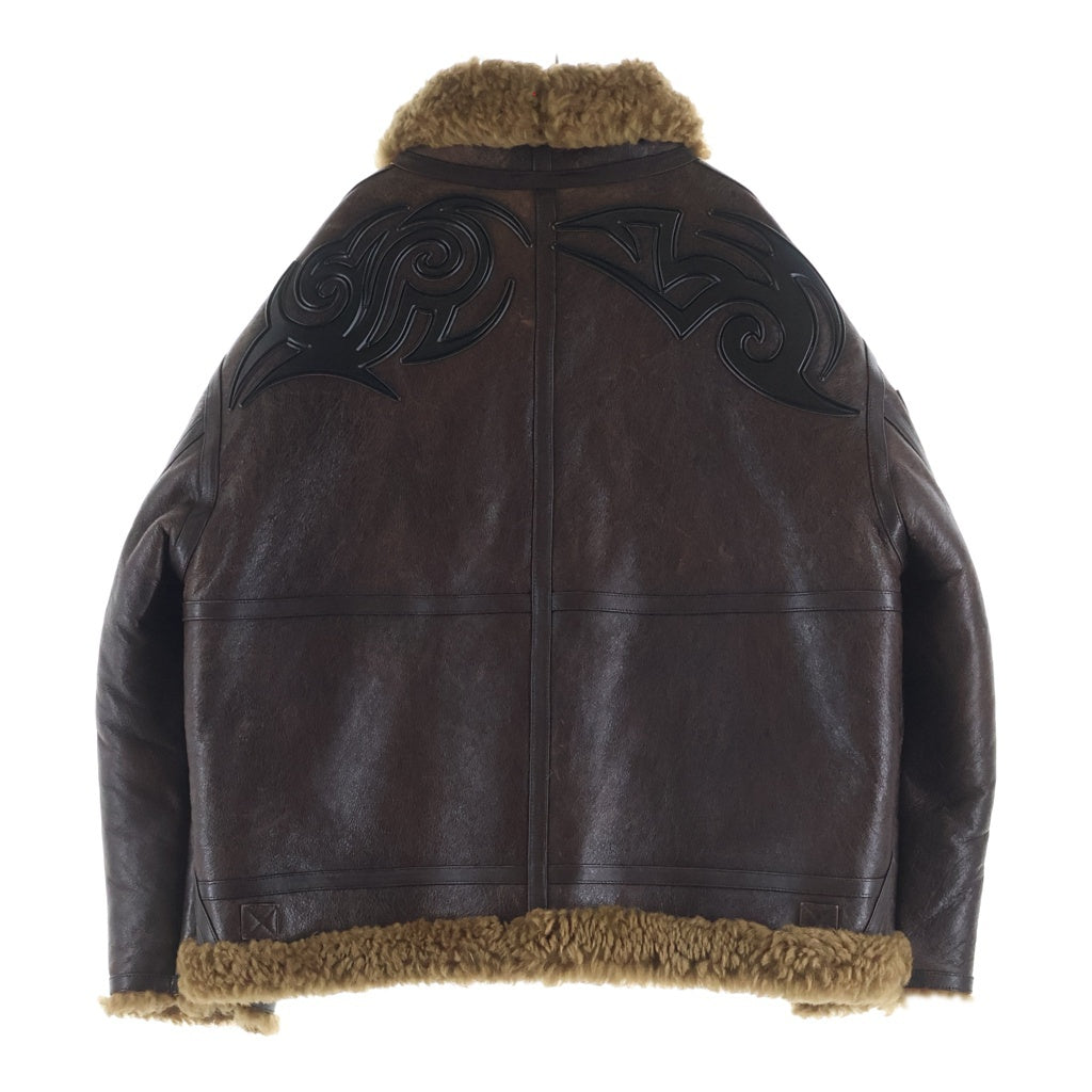 VETEMENTS(ヴェトモン) Shearling-Trim Jacket ボア ジップアップ レザー ジャケット ブラウン UH76SJ500C