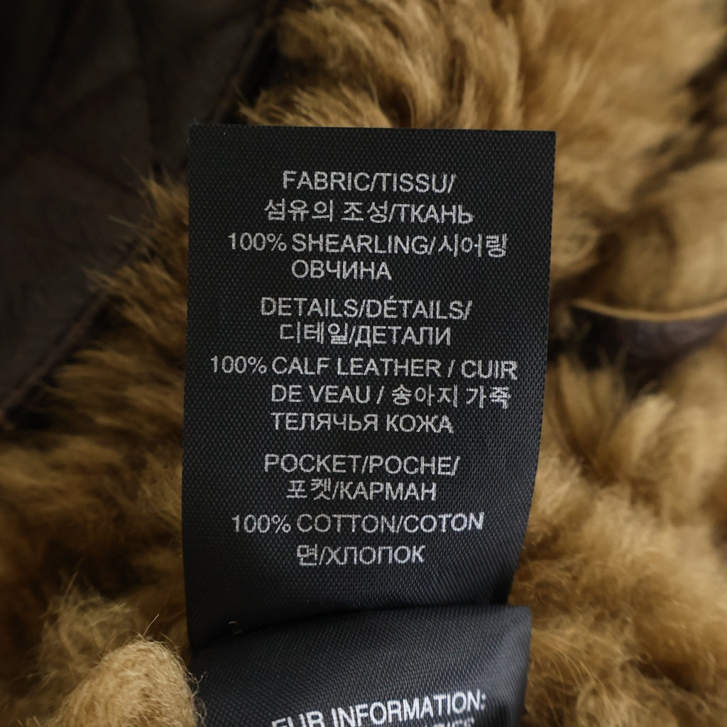 VETEMENTS(ヴェトモン) Shearling-Trim Jacket ボア ジップアップ レザー ジャケット ブラウン UH76SJ500C