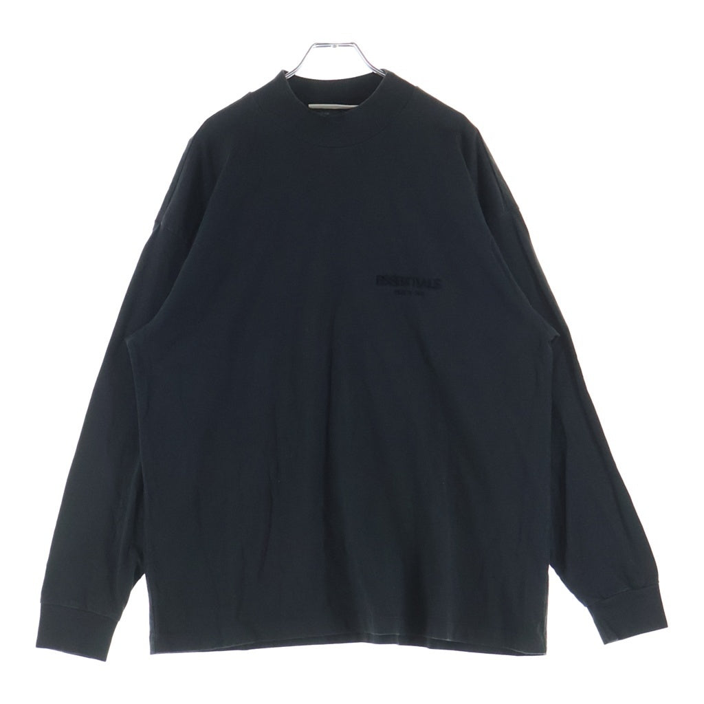 FEAR OF GOD ESSENTIALS(フィアオブゴッド エッセンシャルズ) Felt Logo Mockneck L/S T-Shirts フェルトロゴモックネックロングスリーブTシャツ モックネック長袖Tシャツ ブラック