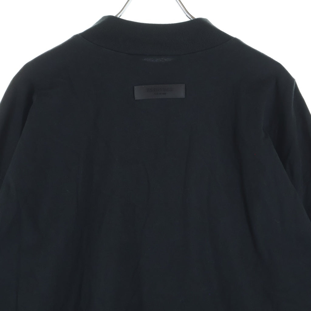 FEAR OF GOD ESSENTIALS(フィアオブゴッド エッセンシャルズ) Felt Logo Mockneck L/S T-Shirts フェルトロゴモックネックロングスリーブTシャツ モックネック長袖Tシャツ ブラック