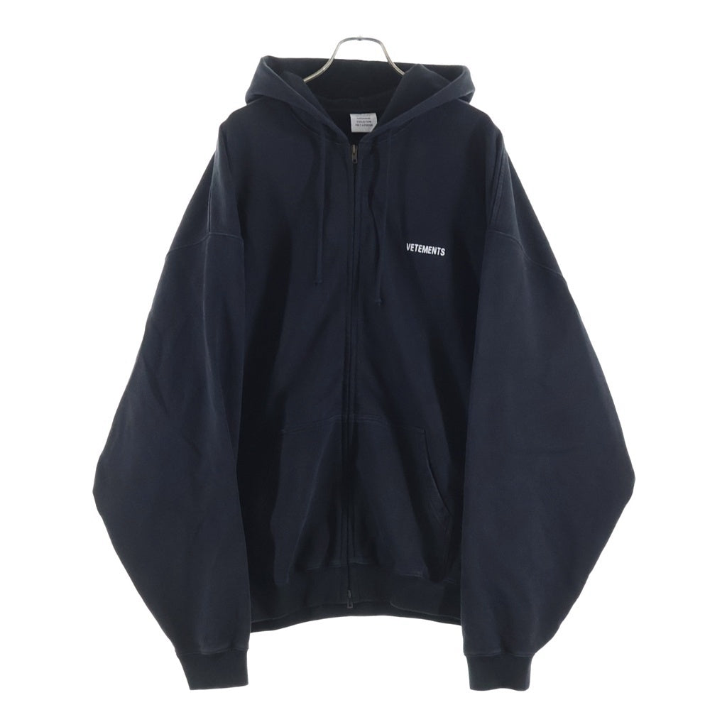 VETEMENTS(ヴェトモン) ICONIC LOGO ZIP-UP HOODIE ロゴプリント ジップアップ パーカー ブラック