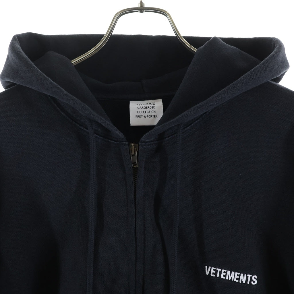 VETEMENTS(ヴェトモン) ICONIC LOGO ZIP-UP HOODIE ロゴプリント ジップアップ パーカー ブラック