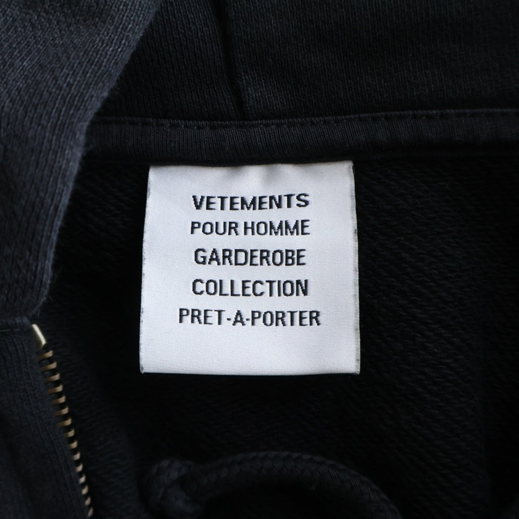 VETEMENTS(ヴェトモン) ICONIC LOGO ZIP-UP HOODIE ロゴプリント ジップアップ パーカー ブラック