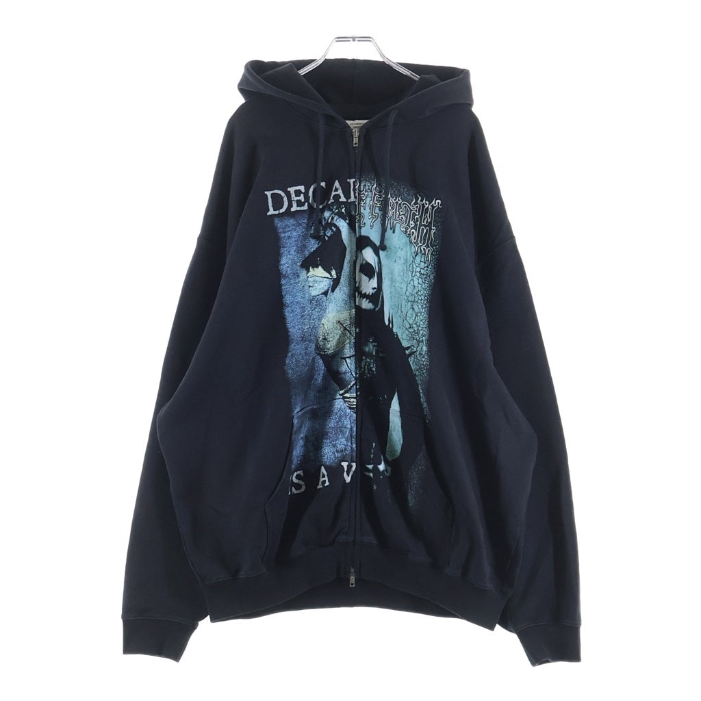 VETEMENTS(ヴェトモン) 25AW ×Cradle of Filth Oversized Zip-Up Hoodie クレイドルオブフィルス グラフィックプリント ジップアップ パーカー ブラック