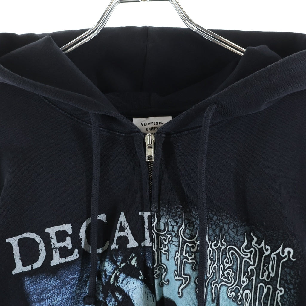 VETEMENTS(ヴェトモン) 25AW ×Cradle of Filth Oversized Zip-Up Hoodie クレイドルオブフィルス グラフィックプリント ジップアップ パーカー ブラック