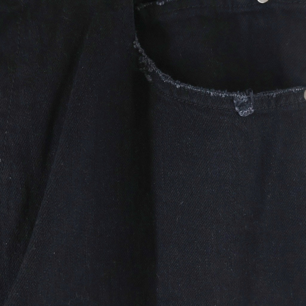 NO BRAND(ノーブランド) DET BLEV SENT デット ブレイブ セント ダメージ加工 ワイド デニムパンツ ブラック DBS-40035-11