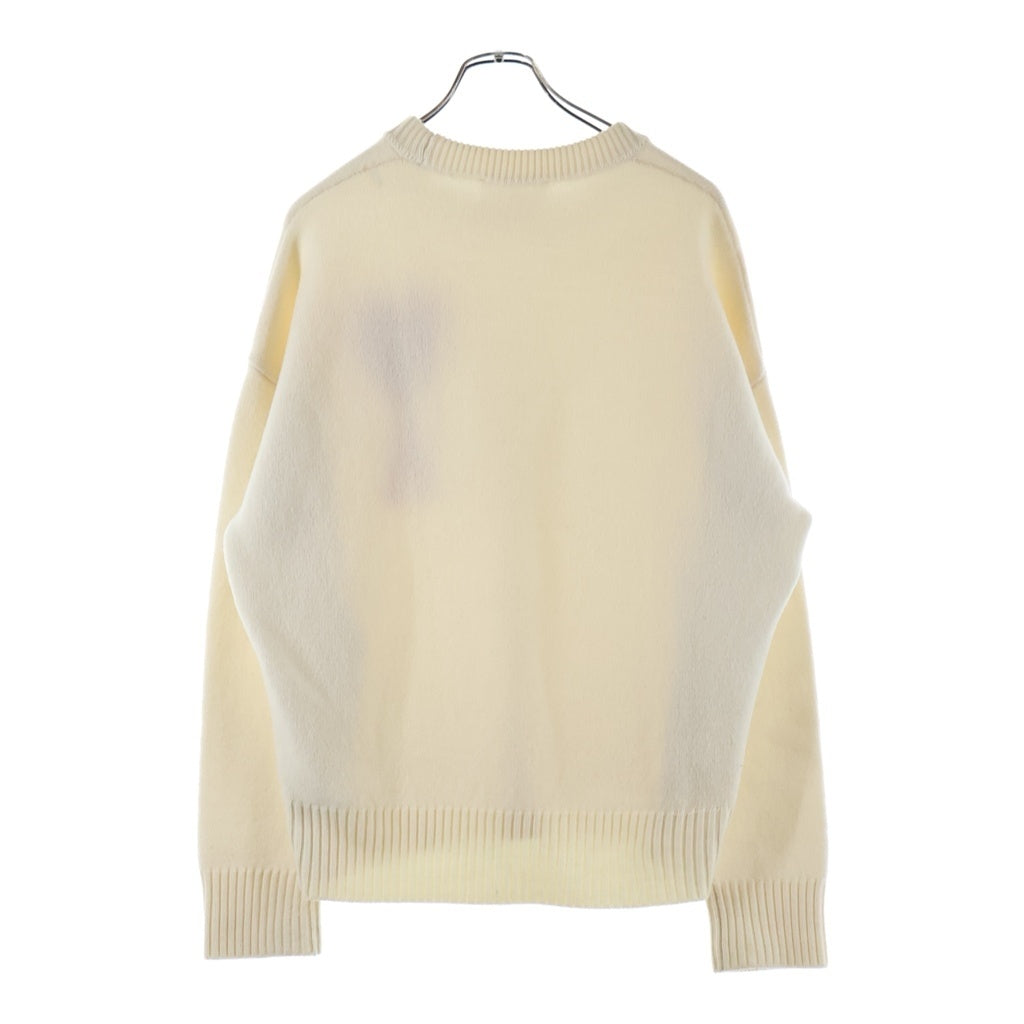 ami(アミ) ADC CREWNECK SWEATER ウール ロゴデザイン クルーネック ニット セーター ホワイト UKS002.018