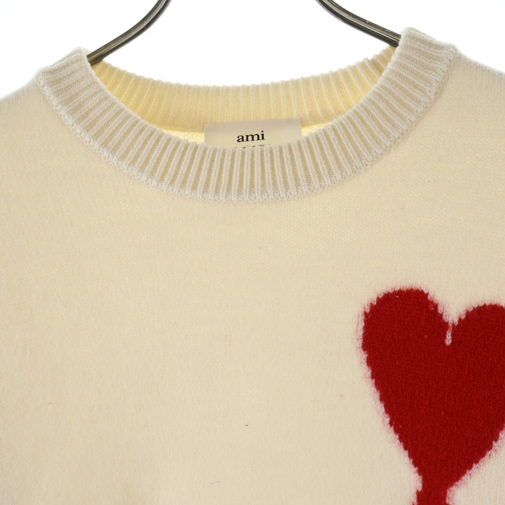 ami(アミ) ADC CREWNECK SWEATER ウール ロゴデザイン クルーネック ニット セーター ホワイト UKS002.018