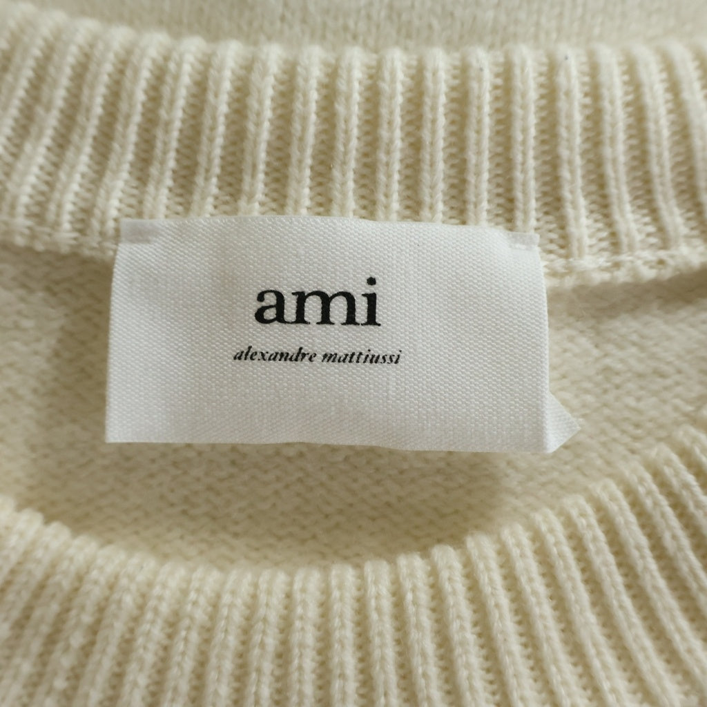 ami(アミ) ADC CREWNECK SWEATER ウール ロゴデザイン クルーネック ニット セーター ホワイト UKS002.018