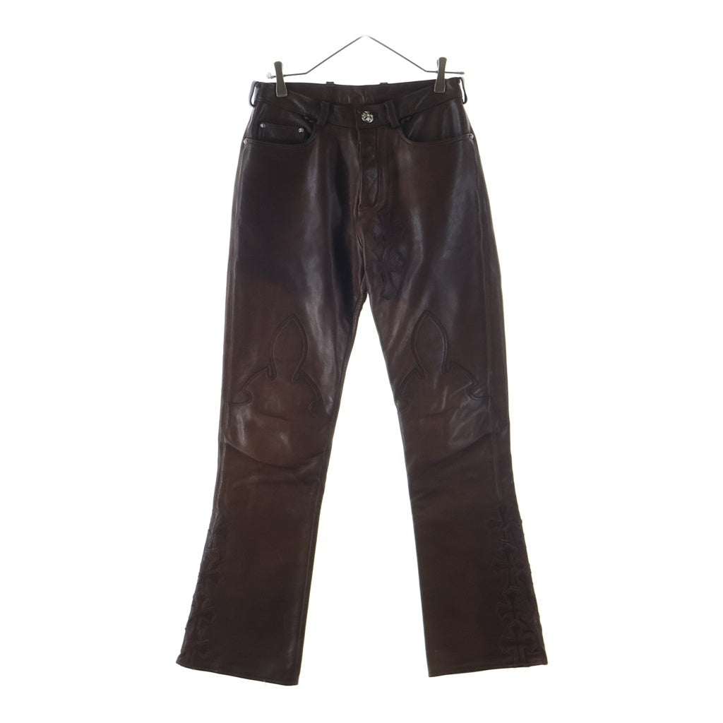 CHROME HEARTS(クロムハーツ) FLEURKNEE CROSS PATCH LEATHER PANTS