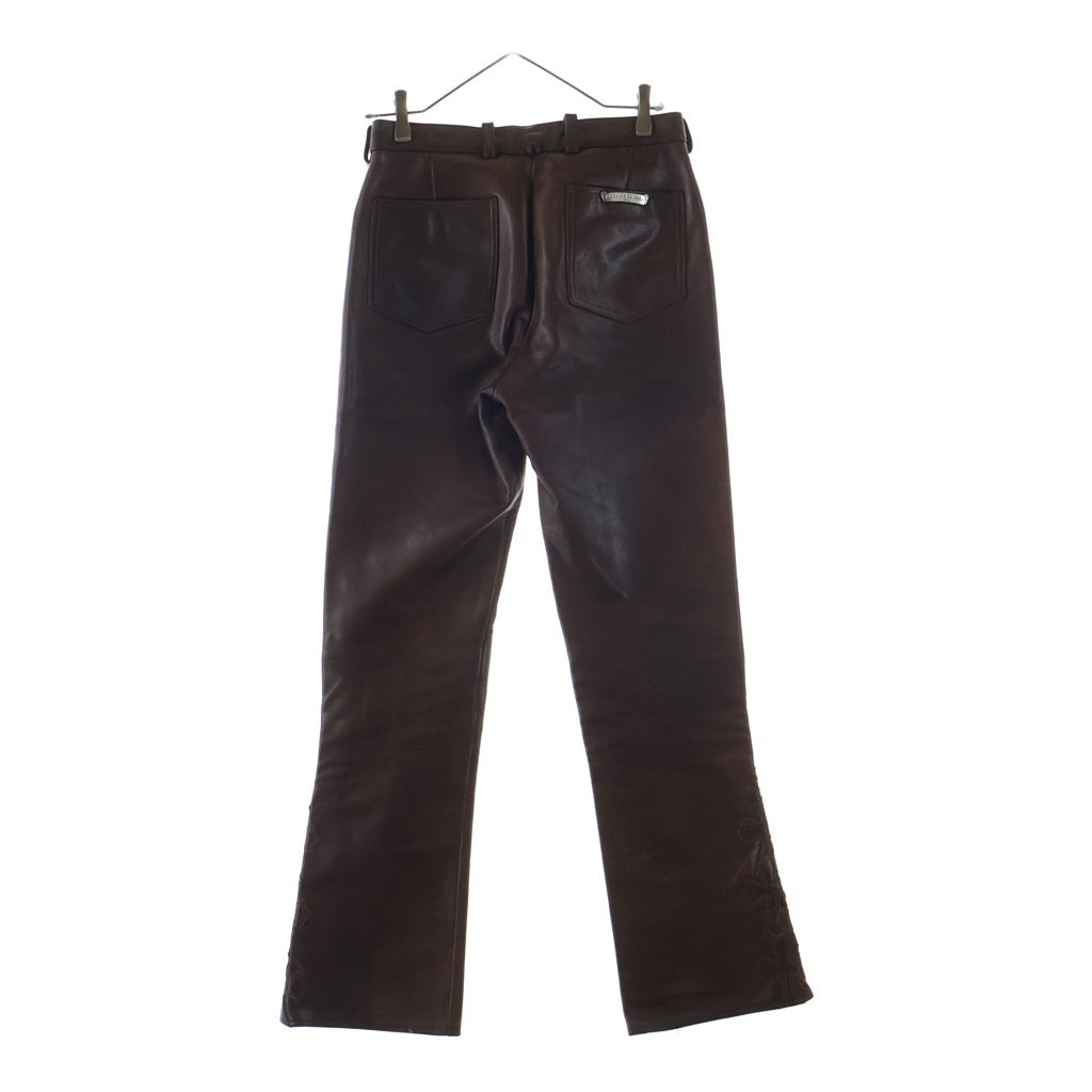 CHROME HEARTS(クロムハーツ) FLEURKNEE CROSS PATCH LEATHER PANTS フレアニークロスパッチレザーパンツ ブラウン