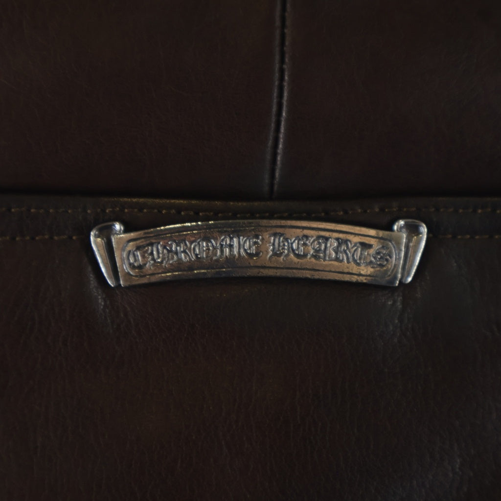 CHROME HEARTS(クロムハーツ) FLEURKNEE CROSS PATCH LEATHER PANTS フレアニークロスパッチレザーパンツ ブラウン