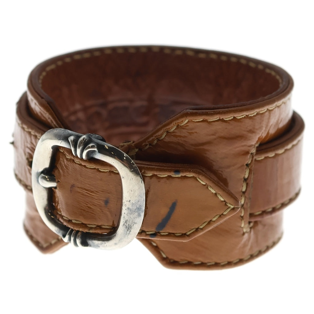CHROME HEARTS(クロムハーツ) R&R TINY BUCKLE ガンスリンガー タイニーバックル レザーブレスレット チョーカー ブラウン/シルバー