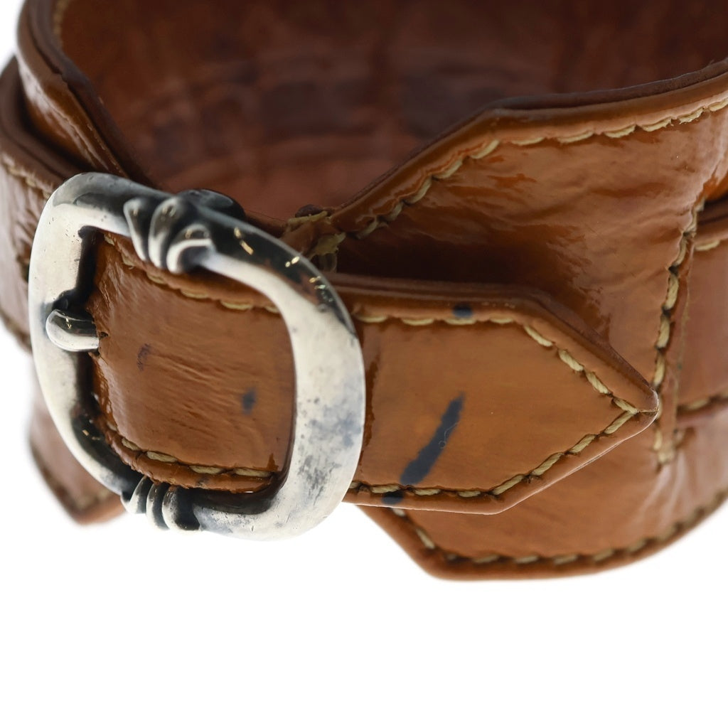 CHROME HEARTS(クロムハーツ) R&R TINY BUCKLE ガンスリンガー タイニーバックル レザーブレスレット チョーカー ブラウン/シルバー