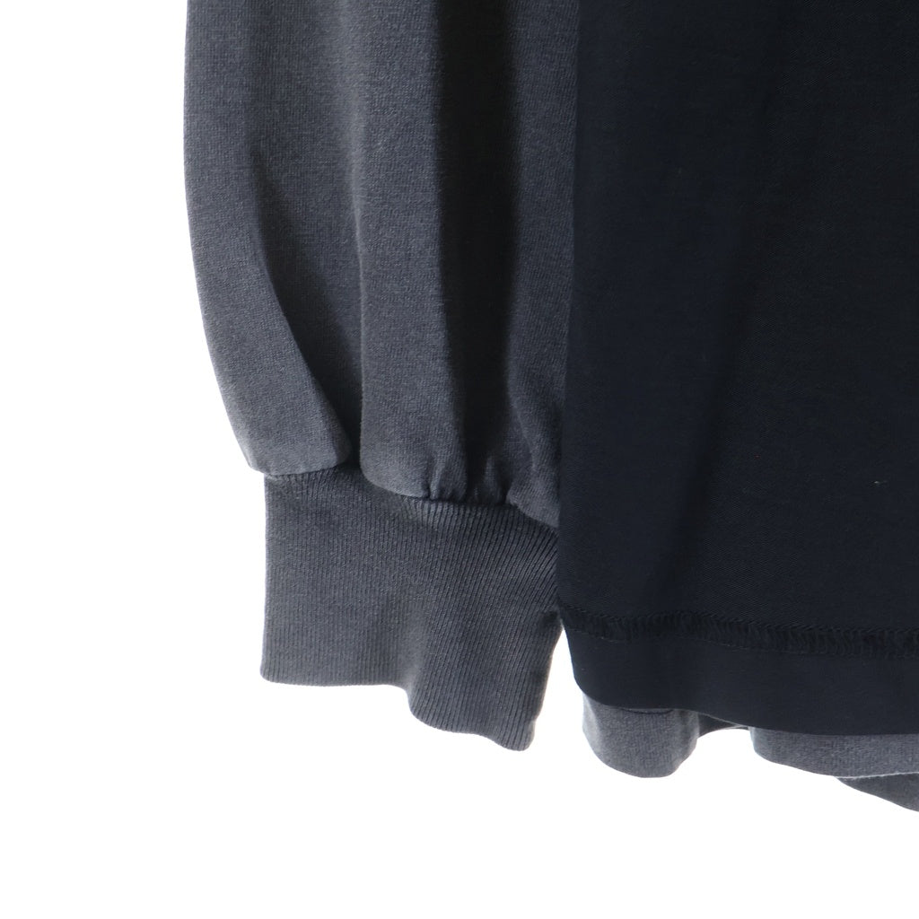 BALENCIAGA(バレンシアガ) ロゴ刺繍 オーバーサイズヴィンテージジャージーレイヤードカットソー ブラック/グレー 726088 TNVR5