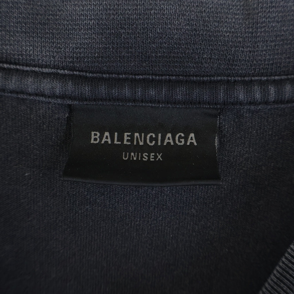 BALENCIAGA(バレンシアガ) ロゴ刺繍 オーバーサイズヴィンテージジャージーレイヤードカットソー ブラック/グレー 726088 TNVR5