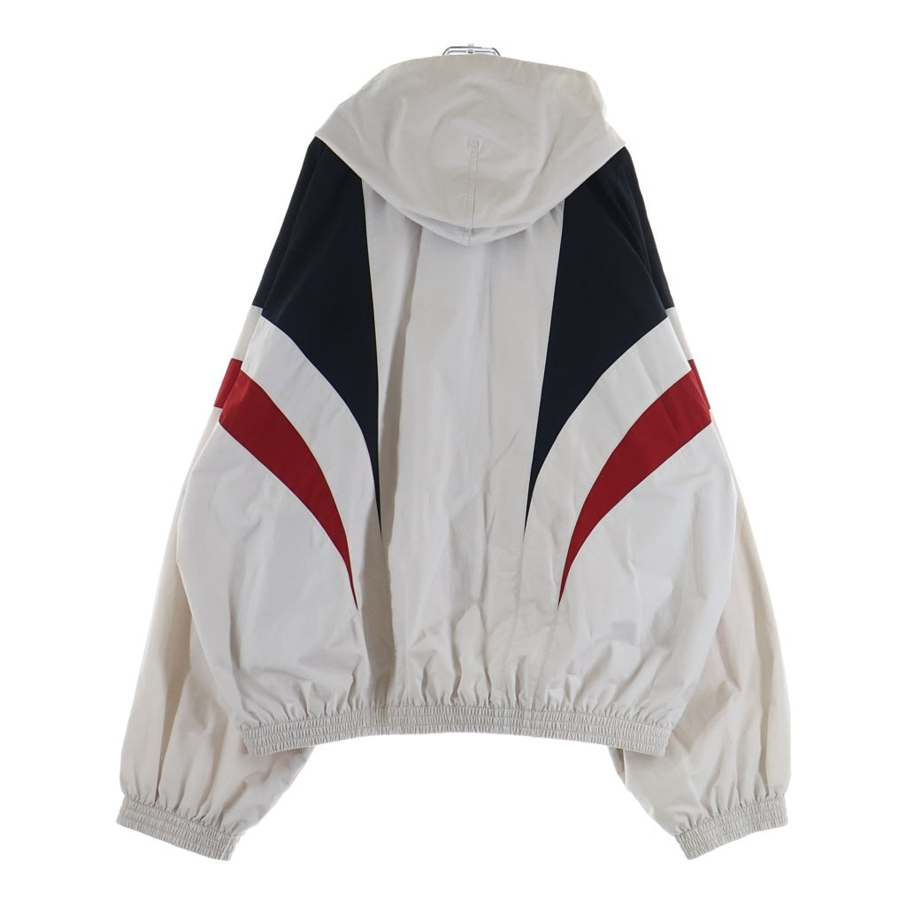BALENCIAGA(バレンシアガ) 3B スポーツロゴ ジップアップナイロンジャケット トラックジャケット ナイロンパーカー フーディー ホワイト 790754 TPQ38