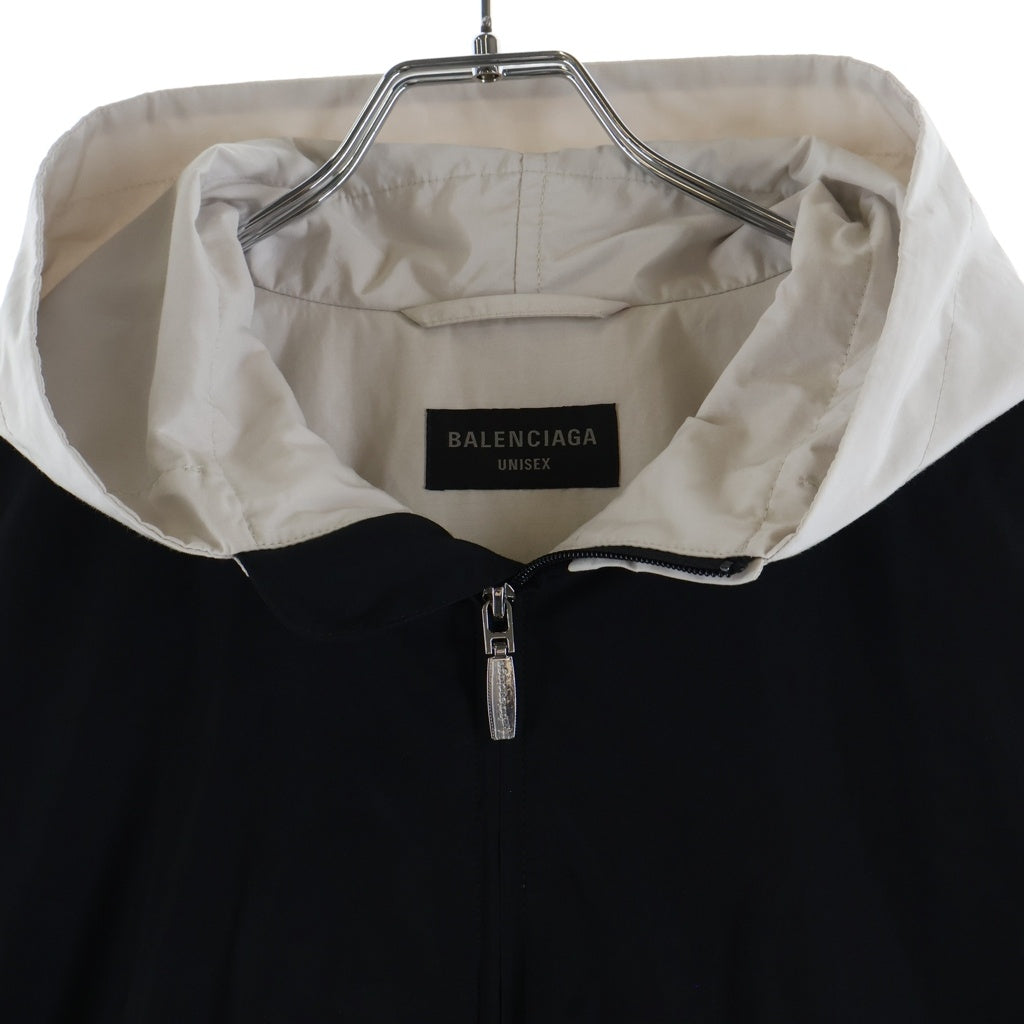 BALENCIAGA(バレンシアガ) 3B スポーツロゴ ジップアップナイロンジャケット トラックジャケット ナイロンパーカー フーディー ホワイト 790754 TPQ38
