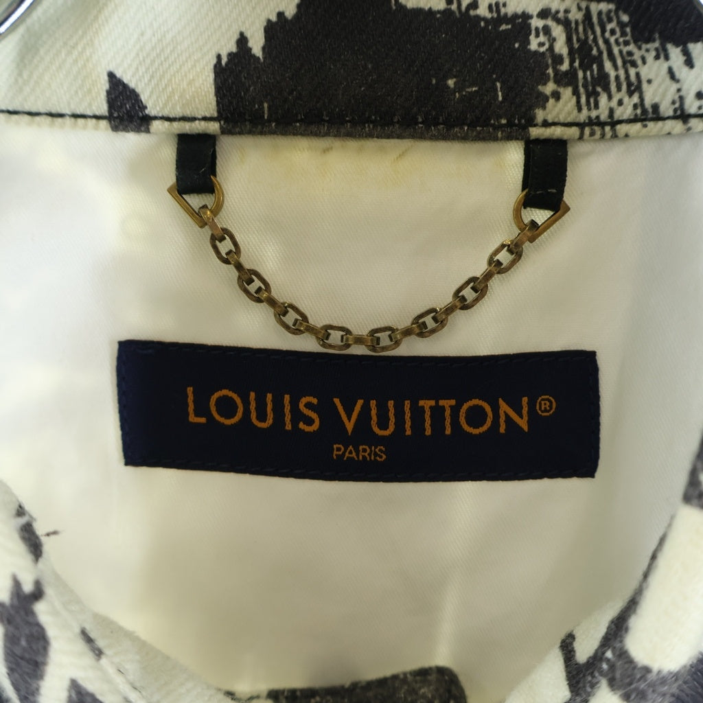 LOUIS VUITTON(ルイヴィトン) 総柄 デニム生地 半袖シャツ RM231 X48 HOS73W ブラック/ホワイト