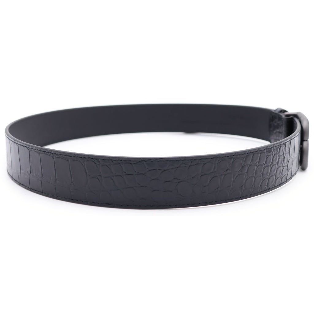 BALENCIAGA(バレンシアガ) BB LOGO BELT BBロゴデザイン クロコダイル型押し ベルト 570370 ブラック
