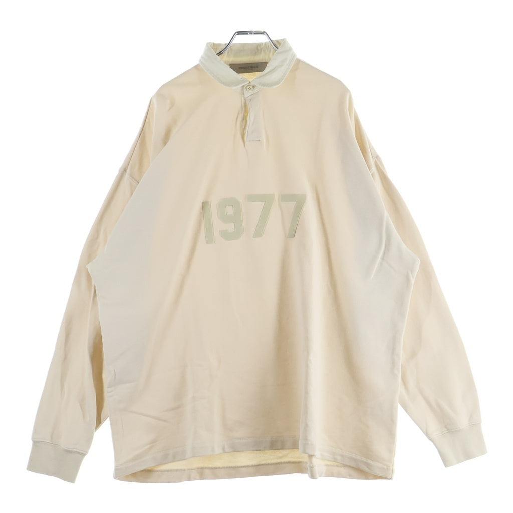 FEAR OF GOD ESSENTIALS(フィアオブゴッド エッセンシャルズ) 1977 Felt Logo L/S Rugby Shirts フェルトロゴロングスリーブラグビーシャツ 長袖ポロシャツ クリーム