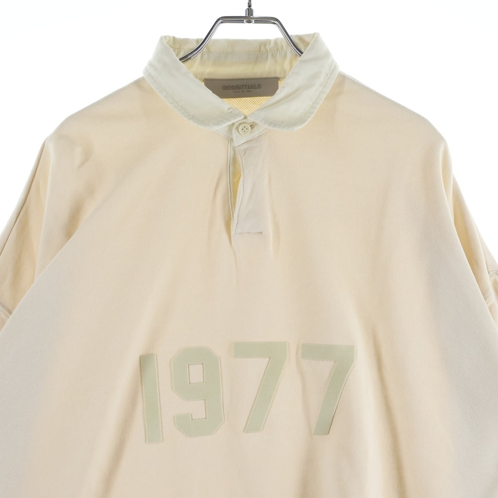 FEAR OF GOD ESSENTIALS(フィアオブゴッド エッセンシャルズ) 1977 Felt Logo L/S Rugby Shirts フェルトロゴロングスリーブラグビーシャツ 長袖ポロシャツ クリーム