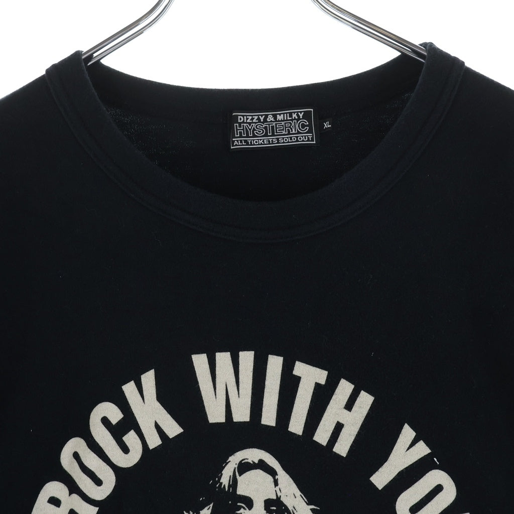 HYSTERIC GLAMOUR(ヒステリックグラマー) ROCK W YOU フロント プリント 半袖Tシャツ カットソー ブラック 02241CT23