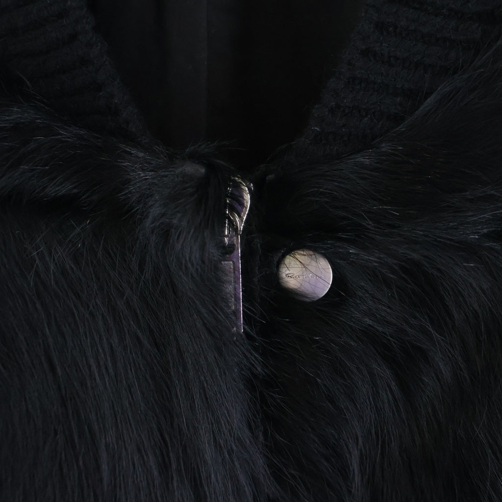 Rick Owens(リックオウエンス) 23AW LUXOR EDFU Fur Flight Jacket ルクソール期 ファーフライトジャケット バックストラップカーフヘアクロップドジップアップジャケット RR02C7719-LHL ブラック
