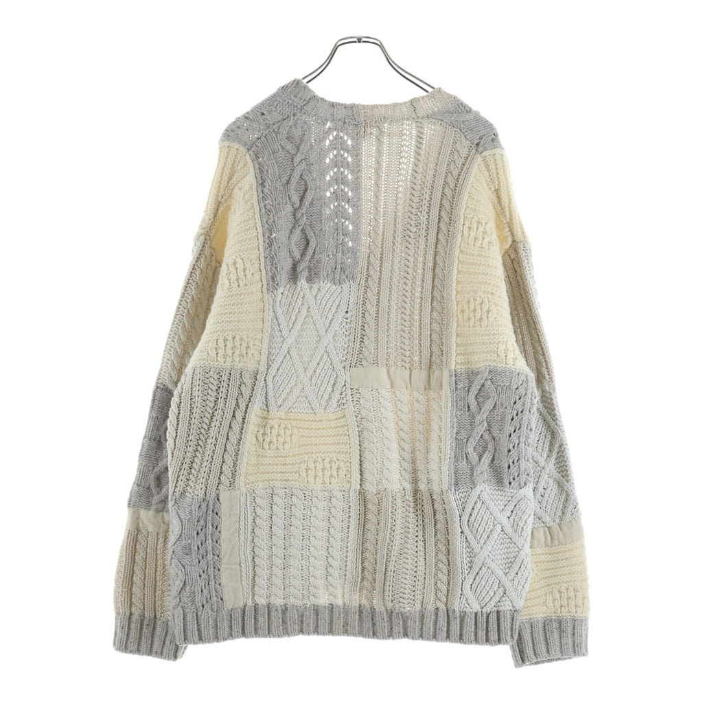 SUPREME(シュプリーム) 23AW Cable Knit Cardigan パッチワーク ケーブルニット アイボリー