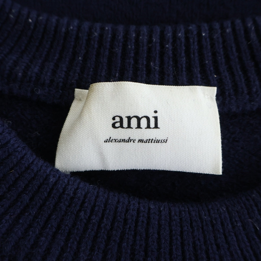 ami(アミ) CREW NECK SWEATER ロゴデザイン クルーネック ニットセーター ネイビー UKS002.018 00412