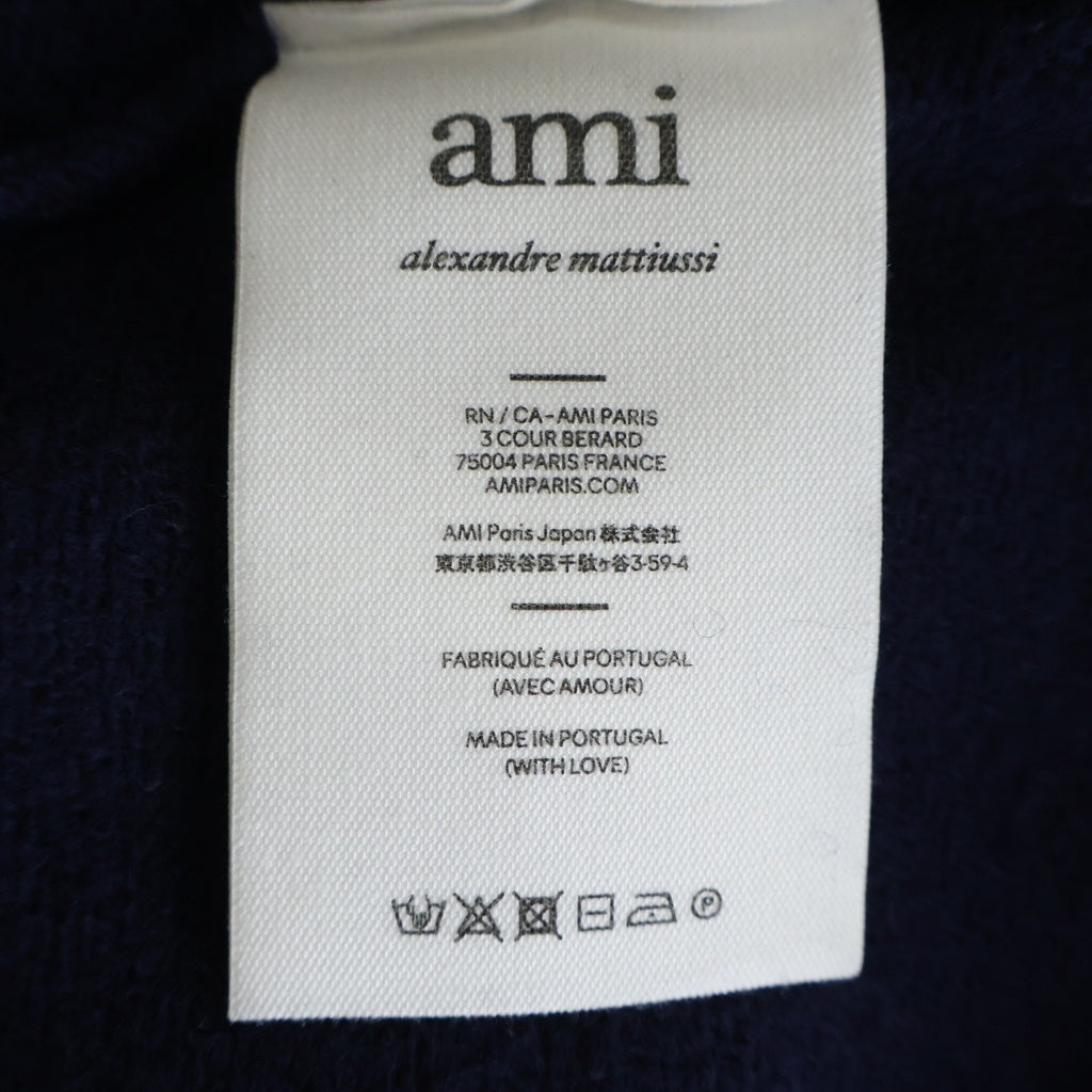 ami(アミ) CREW NECK SWEATER ロゴデザイン クルーネック ニットセーター ネイビー UKS002.018 00412