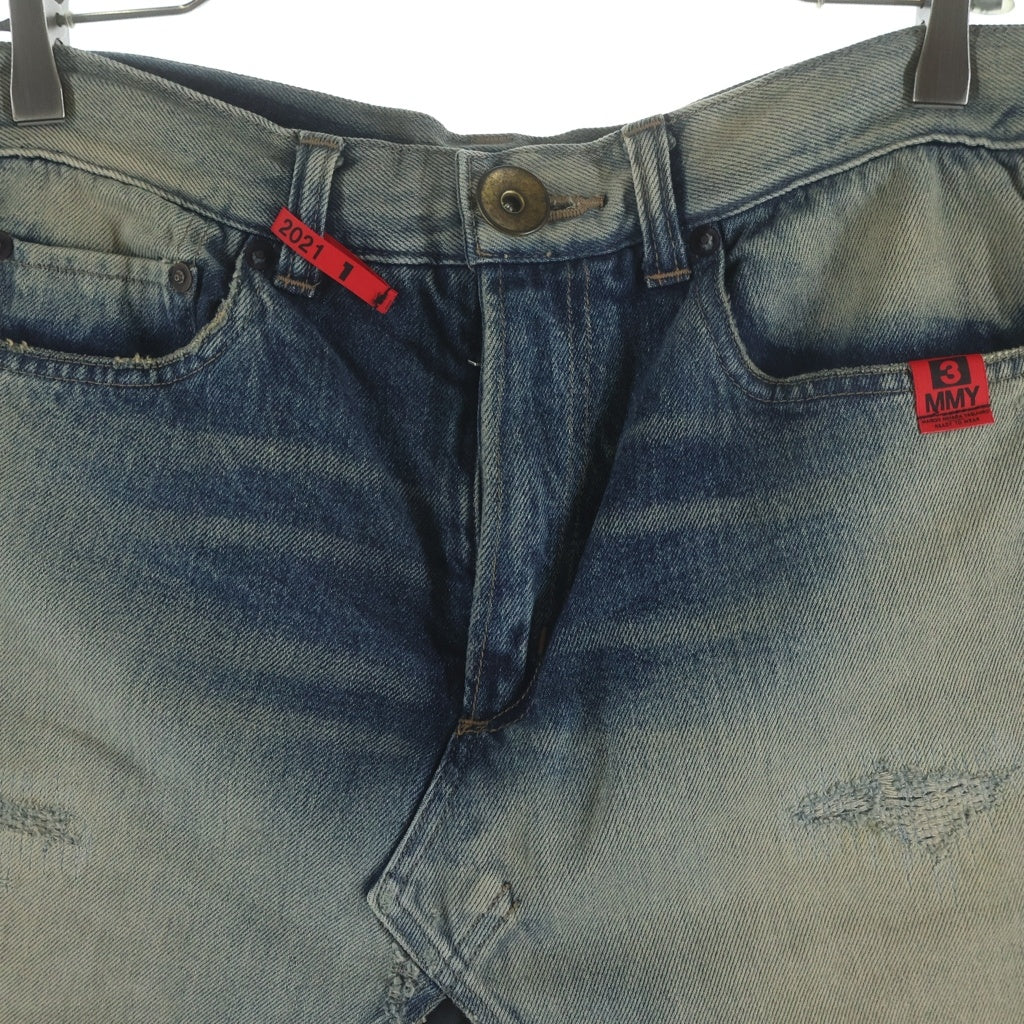 MAISON MIHARAYASUHIRO(メゾンミハラヤスヒロ) 21SS Half Military Denim Pants ハーフ ミリタリー カーゴ パンツ ダメージ加工 インディゴ A06PT021