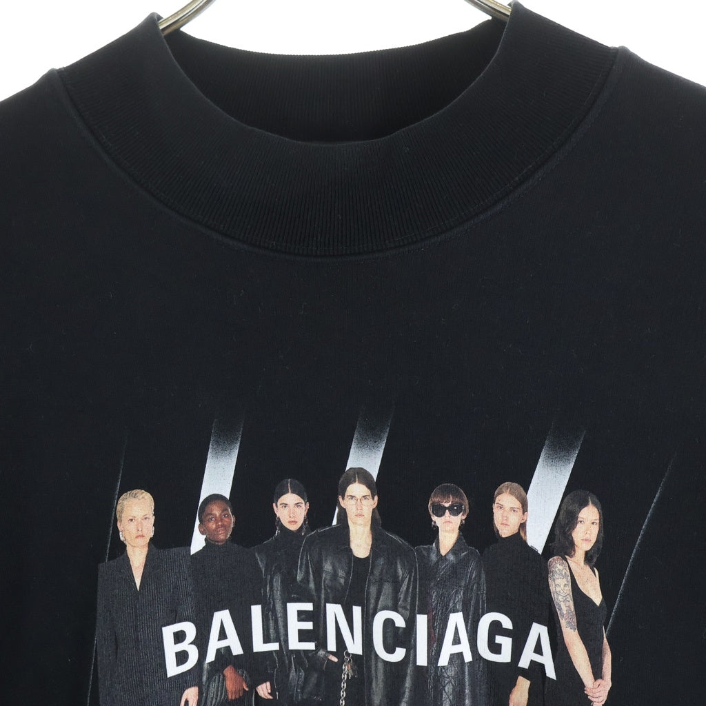 BALENCIAGA(バレンシアガ) フロントロゴプリント モックネック スウェット トレーナー ブラック 652981 TIVA2