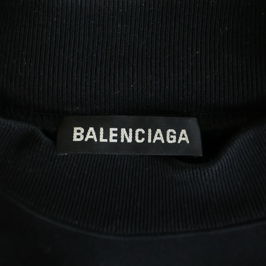 BALENCIAGA(バレンシアガ) フロントロゴプリント モックネック スウェット トレーナー ブラック 652981 TIVA2
