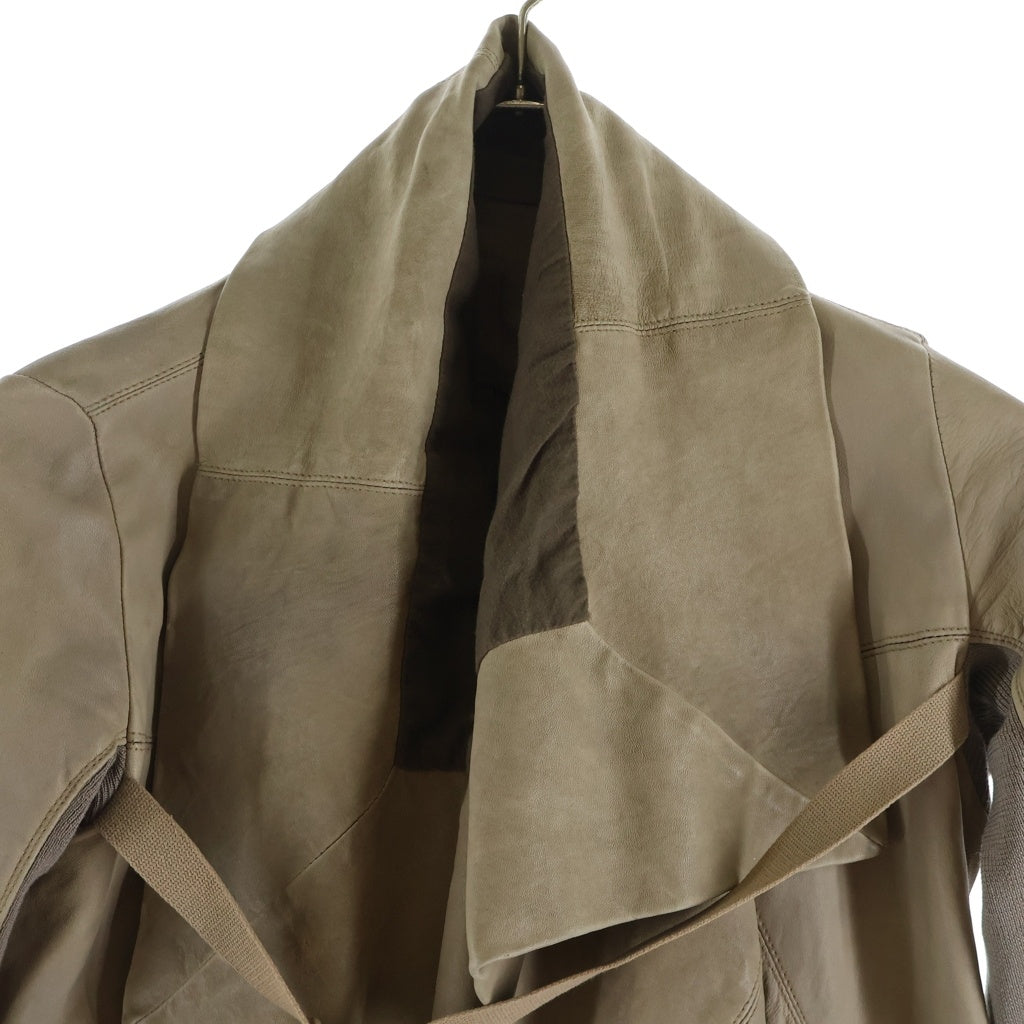 Rick Owens(リックオウエンス) 09-10 AW OLMAR and MIRTA Leather Jacket オルマーアンドマリータ期 レザージャケット レディース ニット切替ラムレザージャケット RP2703-LC ベージュ