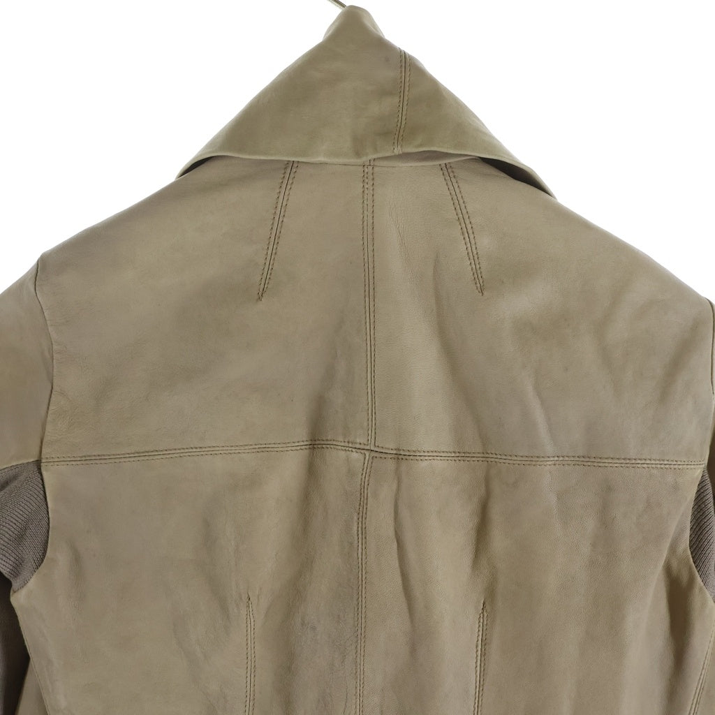 Rick Owens(リックオウエンス) 09-10 AW OLMAR and MIRTA Leather Jacket オルマーアンドマリータ期 レザージャケット レディース ニット切替ラムレザージャケット RP2703-LC ベージュ