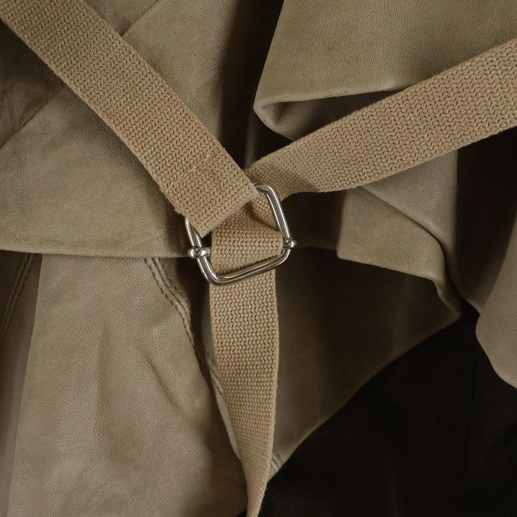 Rick Owens(リックオウエンス) 09-10 AW OLMAR and MIRTA Leather Jacket オルマーアンドマリータ期 レザージャケット レディース ニット切替ラムレザージャケット RP2703-LC ベージュ