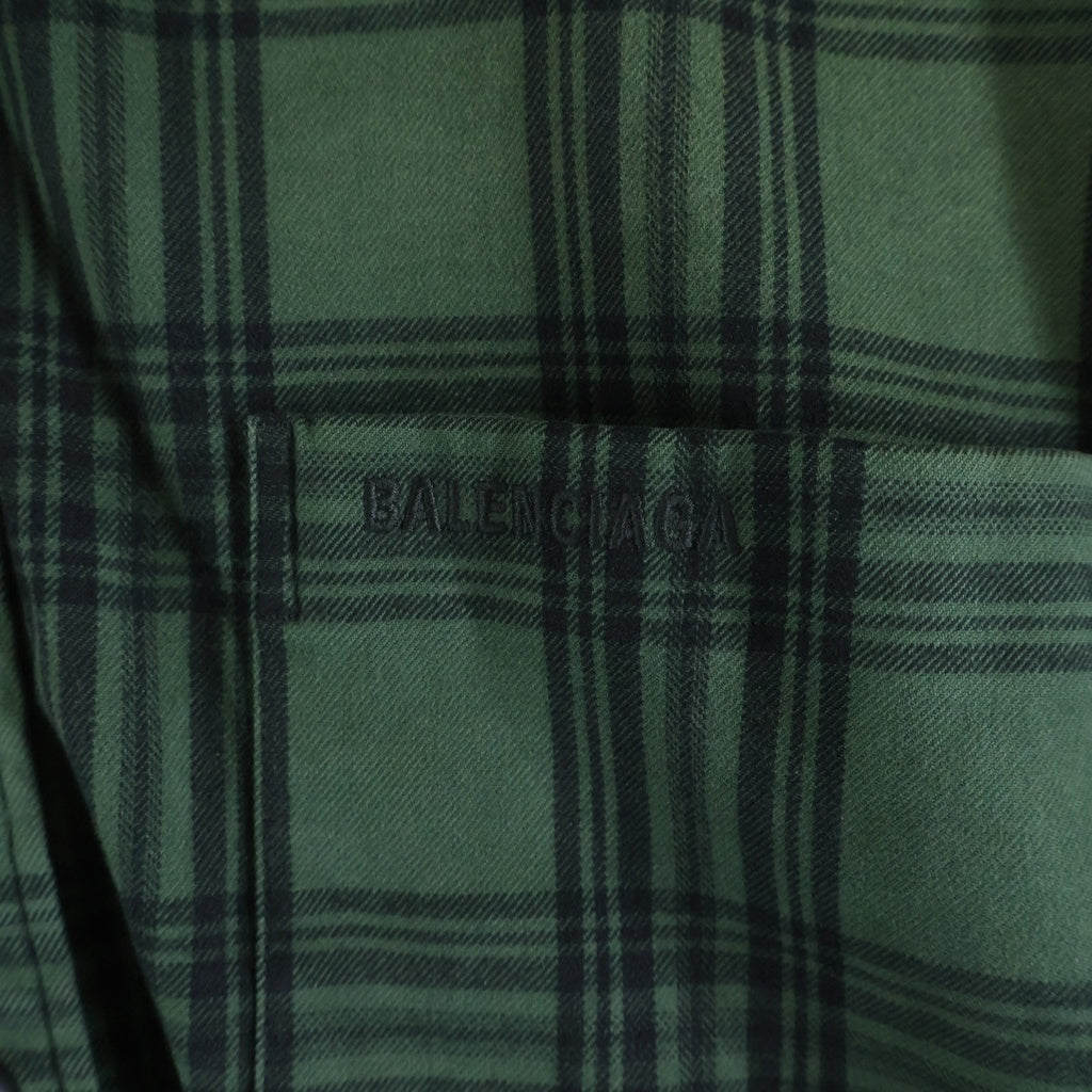 BALENCIAGA(バレンシアガ) 23AW Hooded Shirt Oversized フーデッドオーバーサイズチェックシャツ グリーン 746369 746369