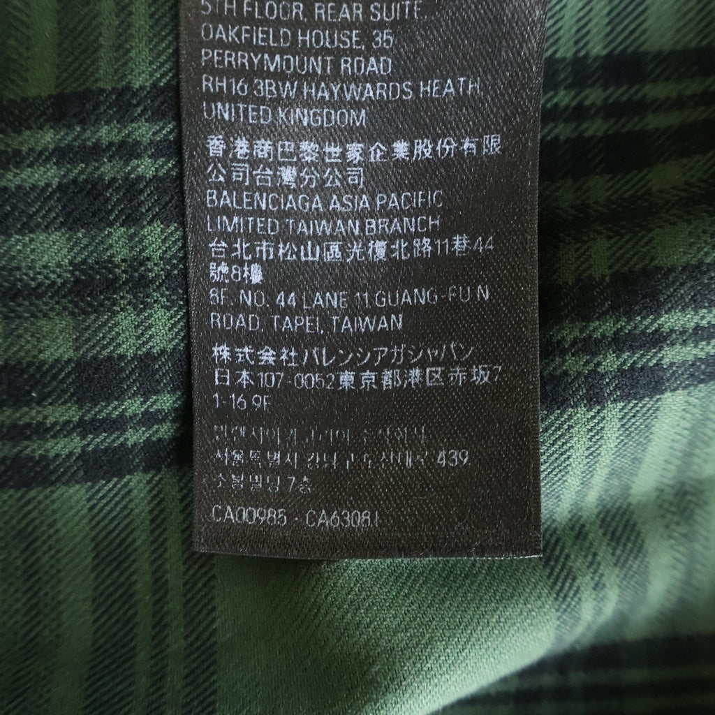 BALENCIAGA(バレンシアガ) 23AW Hooded Shirt Oversized フーデッドオーバーサイズチェックシャツ グリーン 746369 746369