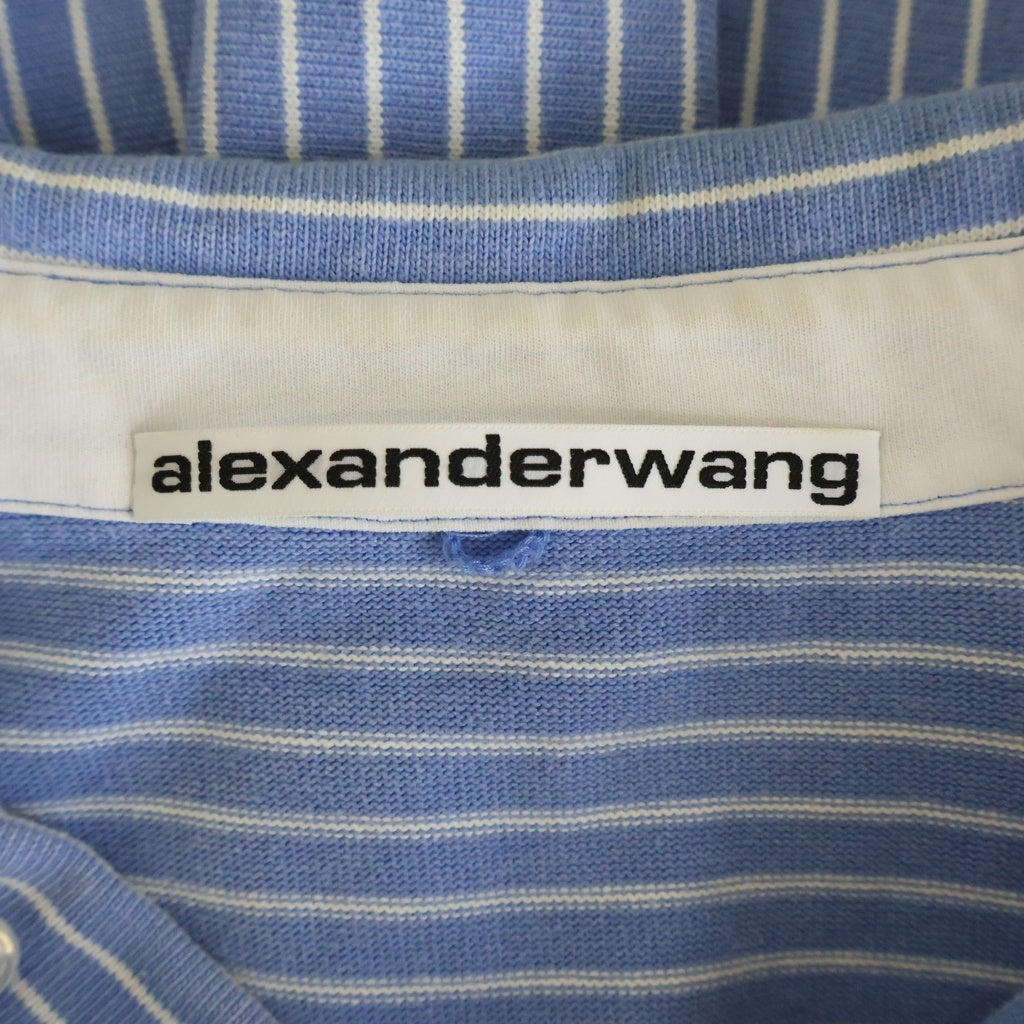 ALEXANDER WANG(アレキサンダーワン) フロントポケット ストラップ 長袖シャツ ジャケット ブルー/ホワイト 6CC3231010