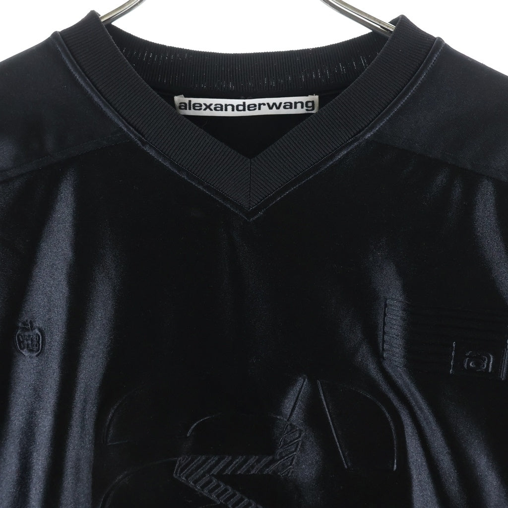 ALEXANDER WANG(アレキサンダーワン) フロントロゴデザイン Vネック 長袖ゲームシャツ カットソー ブラック 6CC2231004
