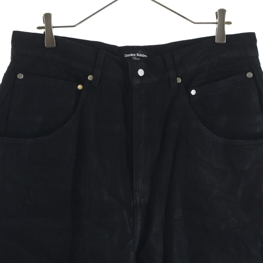 Danke Schon(ダンケシェーン) ダメージ加工 コーティング デニム ハーフ パンツ 26S-PTS032-DS
