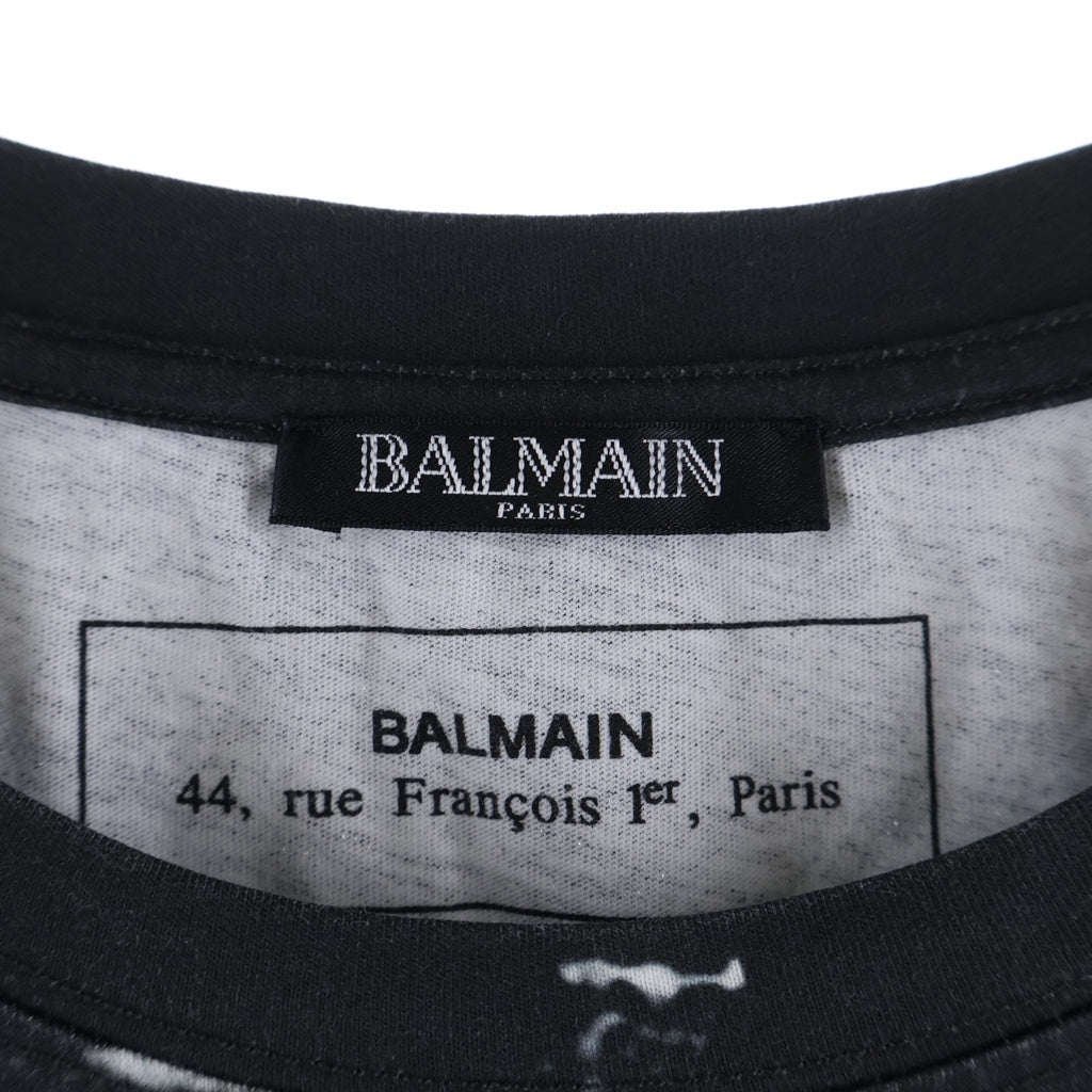 BALMAIN(バルマン) 19AW Gradient 2 Tone Logo S/S Tee グラデーション2トーンロゴショートスリーブTシャツ ロゴプリントクルーネック半袖Tシャツ SH01601I232 ブラック/ホワイト