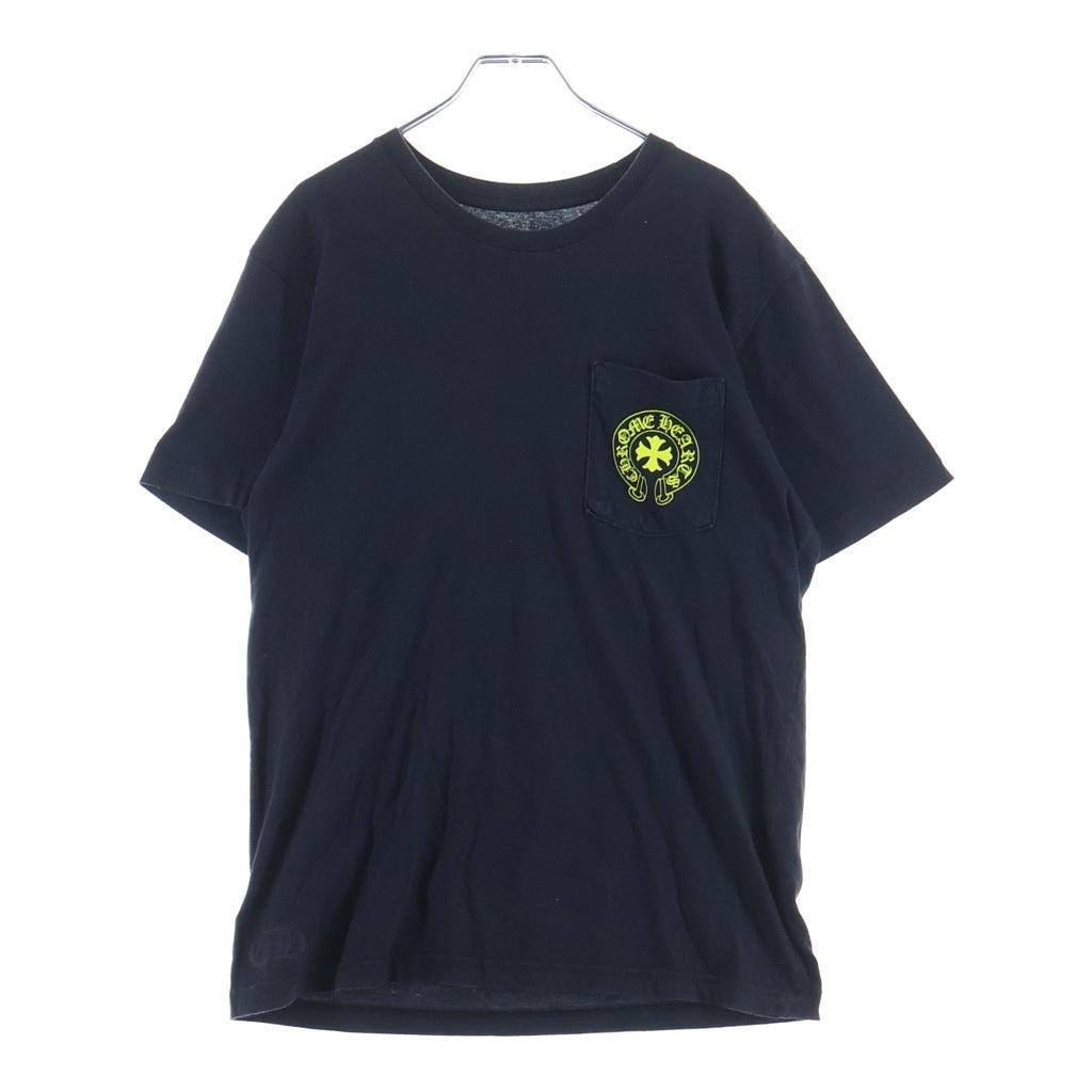 CHROME HEARTS(クロムハーツ) MADE IN HOLLYWOOD VERTICAL LOGO TEE メイドインハリウッド ヴァーティカルロゴ クルーネック ポケット 半袖Tシャツカットソー ブラック/イエロー