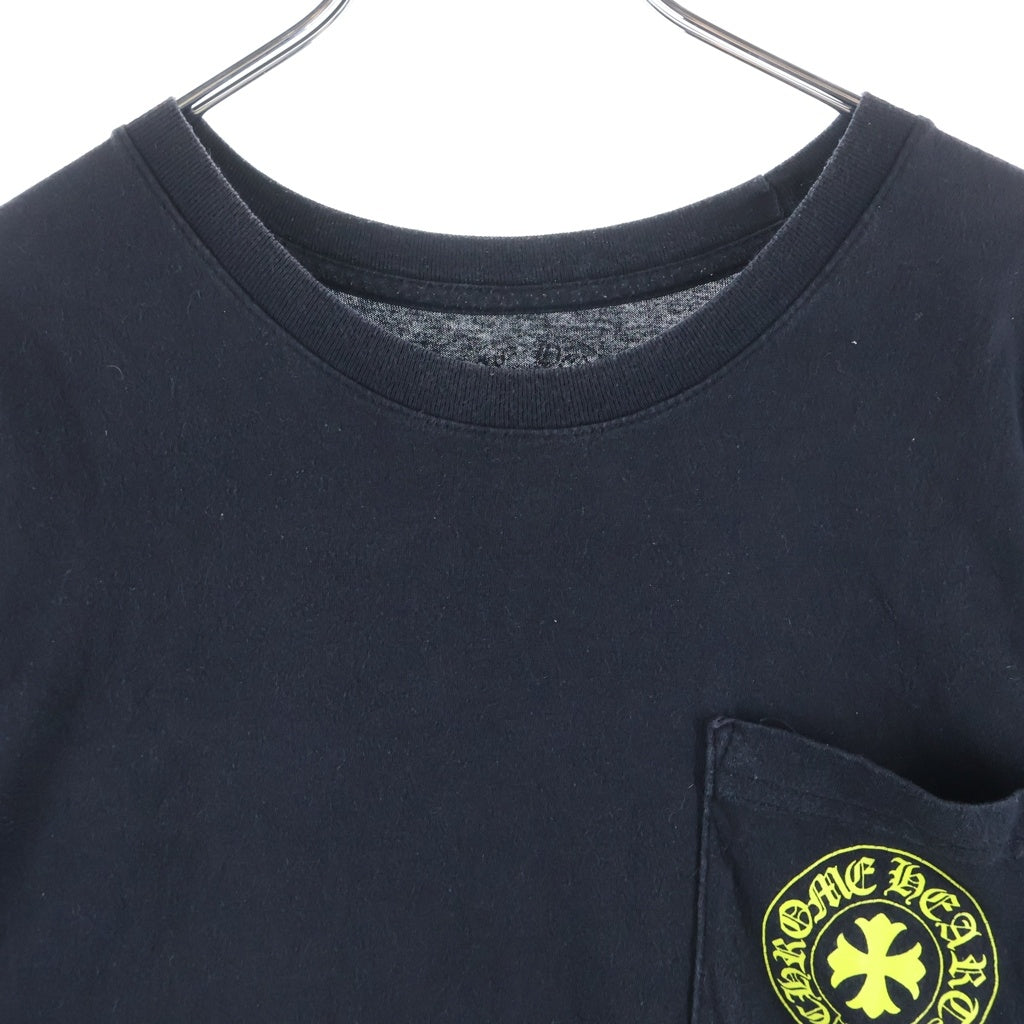 CHROME HEARTS(クロムハーツ) MADE IN HOLLYWOOD VERTICAL LOGO TEE メイドインハリウッド ヴァーティカルロゴ クルーネック ポケット 半袖Tシャツカットソー ブラック/イエロー