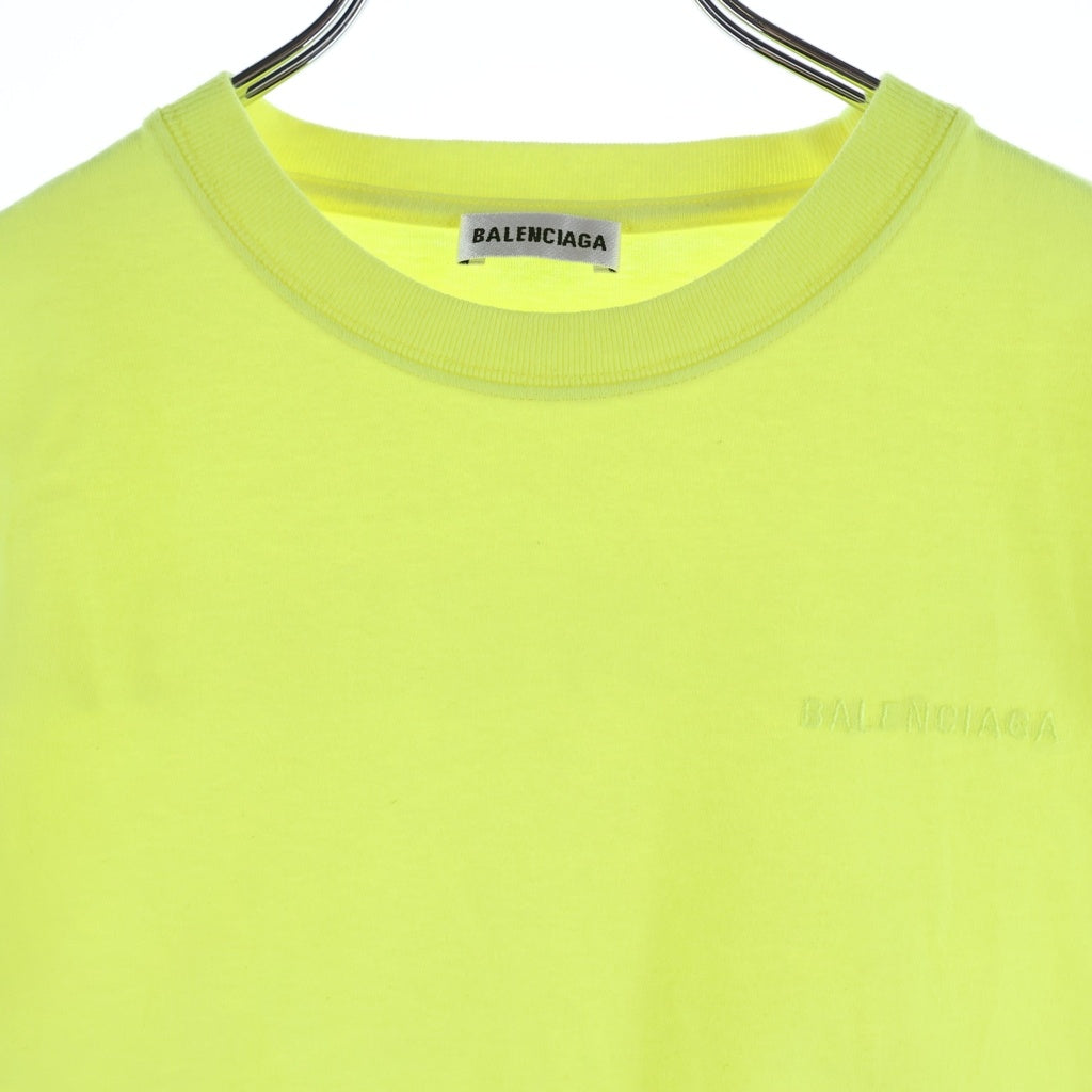 BALENCIAGA(バレンシアガ) 19AW Back Logo Embroidery T-Shirts バックロゴエンブロイダリーTシャツ ロゴ刺繍クルーネック半袖Tシャツ583256 TFV74 イエロー