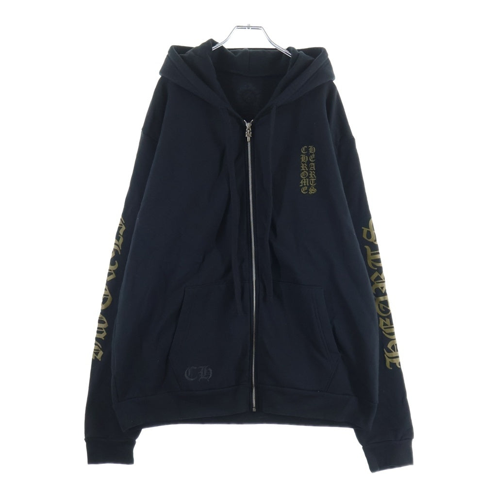 CHROME HEARTS(クロムハーツ) Vertical Logo Zip Up Hoodie ヴァーティカルロゴ 長袖ジップアップパーカー フーディ ブラック/カーキ -