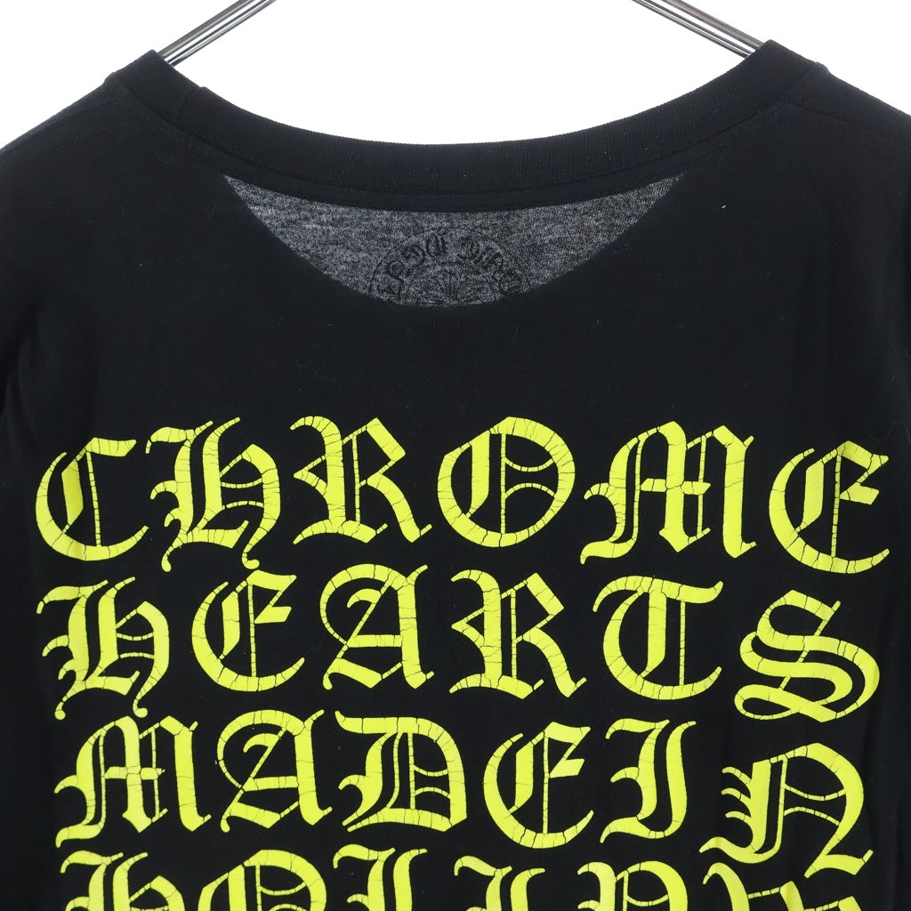 CHROME HEARTS(クロムハーツ) MADE IN HOLLYWOOD VERTICAL LOGO TEE メイドインハリウッド ヴァーティカルロゴ クルーネック ポケット 半袖Tシャツカットソー ブラック/イエロー