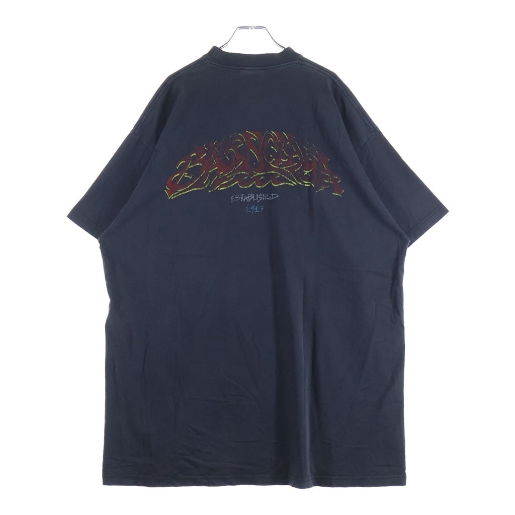 BALENCIAGA(バレンシアガ) 23AW Off Shore Oversized T-shirt ヴィンテージ加工 オーバーサイズド 半袖Tシャツ カットソー 739028 TPVM8 チャコールグレー